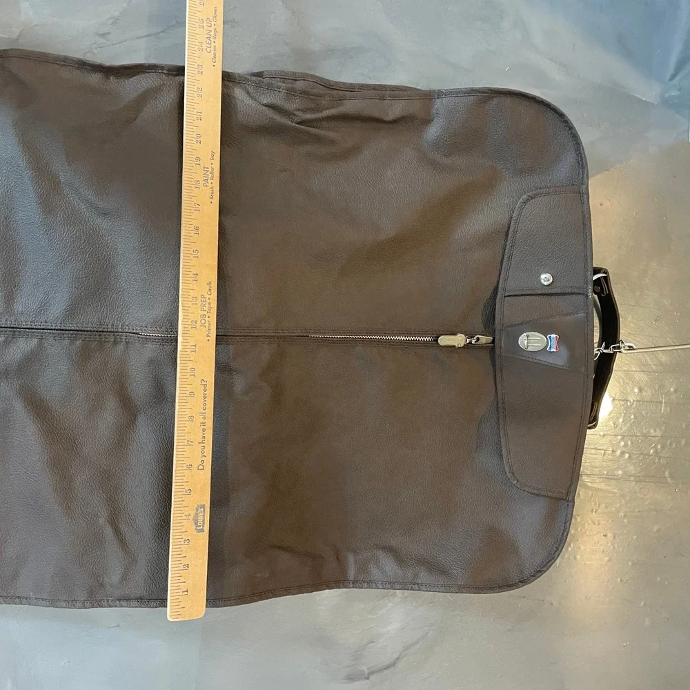 VTG American Tourister Brown Faux Leather Hanging Garment Bag 39x23 Travel Suit